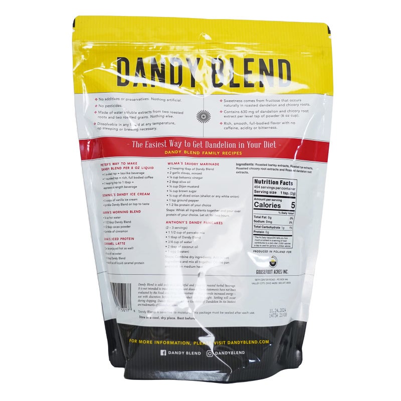 Dandy Blend 454 Cup Bag of Original Dandy Blend Instant Herbal Beverage with Dandelion, 32 oz. (2 pounds 908g) Bag - Image 2